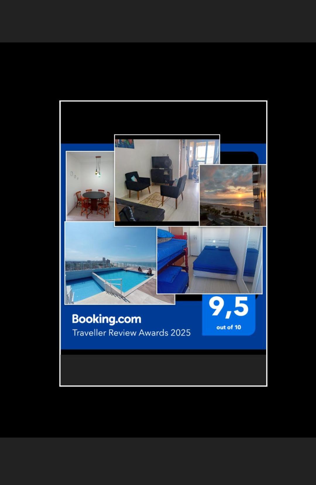 Praia Grande Beachfront Apartment: Sea View Penthouse with Pool Exterior photo